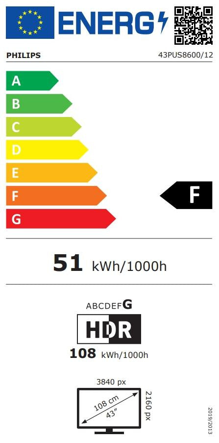 Philips 43PUS8600/12 108cm 43" 4K QLED Ambilight TV 120Hz