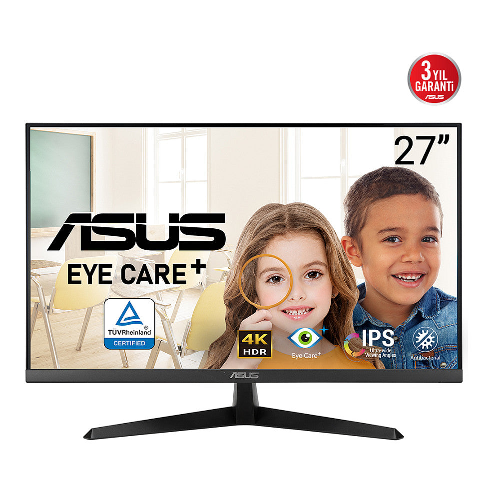 ASUS VY27UQ Eye Care Monitor 68,58cm 27Zoll IPS WLED UHD 16:9 60Hz 350cd/m2 5ms 2xHDMI DP 2x2W Black