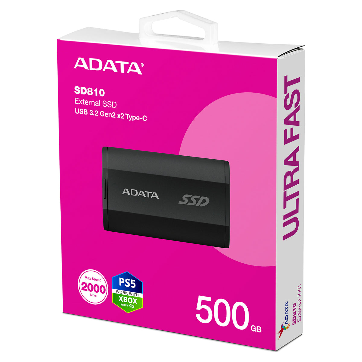 ADATA SD810 500 GB (schwarz, USB-C 3.2 Gen 2x2 (20 Gbit/s))