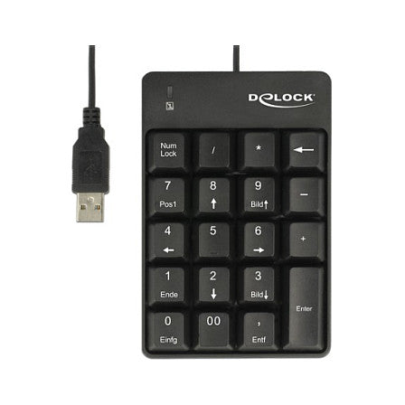 DELOCK USB Nummernblock 19 Tasten schwarz