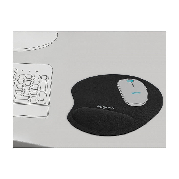 DELOCK Ergonomisches Mauspad mit Gel Handballenauflage schw.