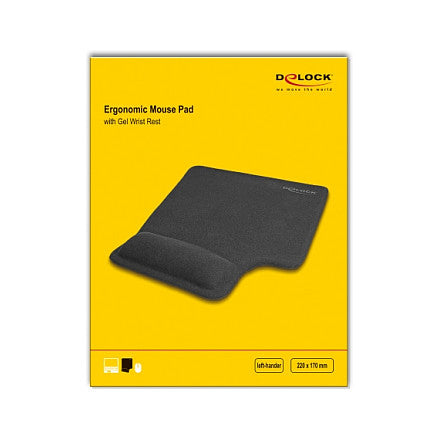 DELOCK Ergonomisches Mauspad mit Gel Linkshänder schwarz