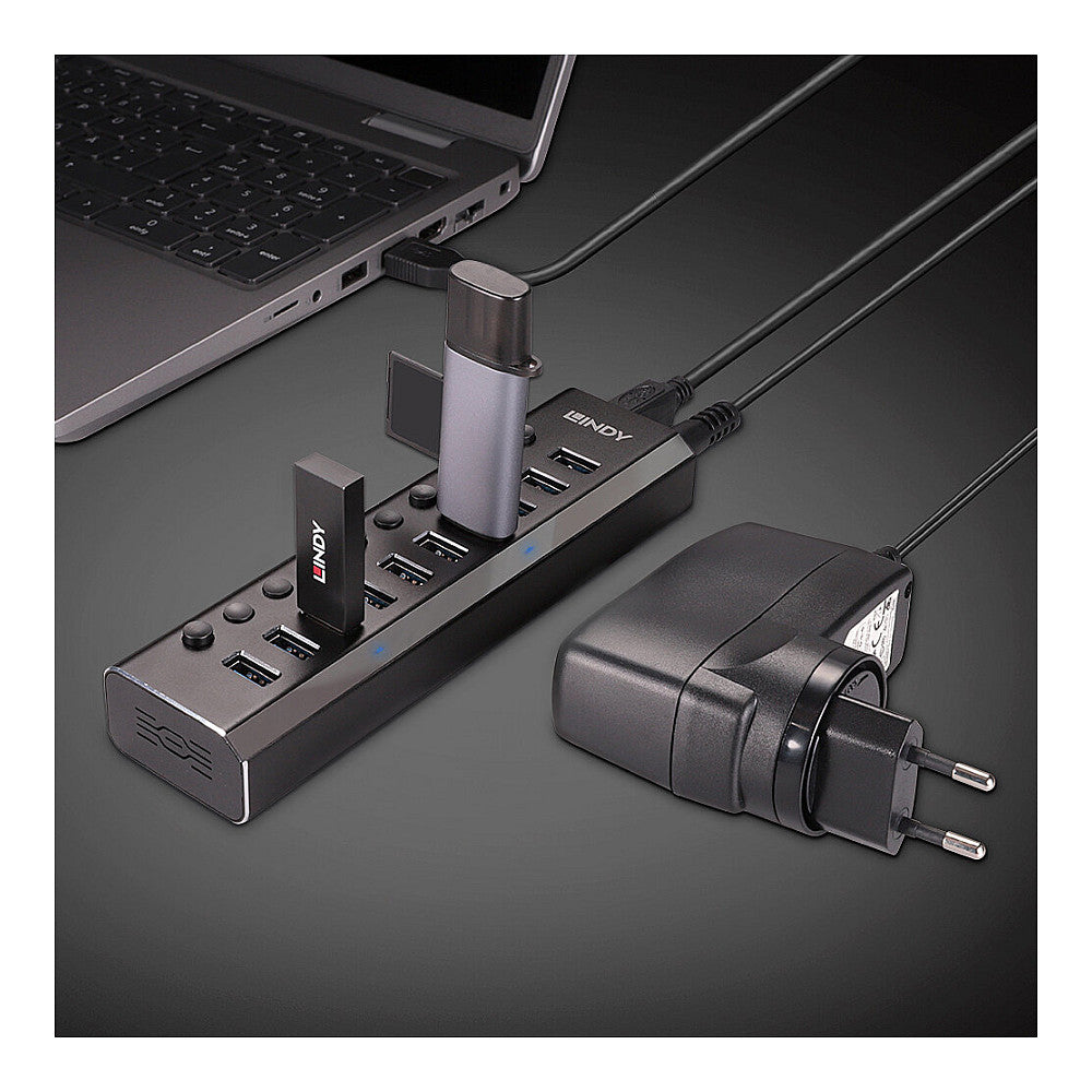 LINDY 10 Port USB 3.0 Hub mit Ein-/Ausschaltern