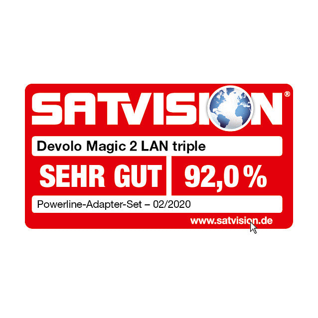 devolo Magic 2 LAN triple Powerline Adapter Powerline bis zu 2.400 Mbit/s, 3x Gigabit LAN