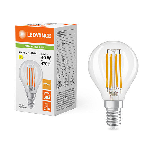 Osram CLP40 DIM 3.4W 827 FIL CL E14 P 3.4W 827 Clear E14 Dimmbare LED-Tropfen