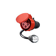 go-e Adapter fr Gemini flex 11 kW, CEE rot Drehstrom 16A > Haushaltssteckdose (schwarz, 30cm)