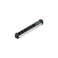 Bachmann Tischsteckdose, 6xDosen(CEE7)->Stecker(CEE7), 2m, mit Schalter, Schwarz, PRIMO,