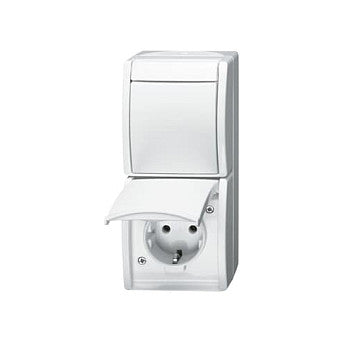 BUSCH JAEGER BJ 2601/6/20EW-54 Kombi Steckdose/ Wippschalter ocean IP44 alpinweiß