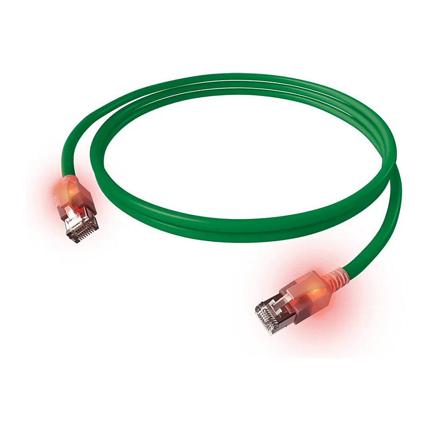 KAB EasyLan DualBoot LED Patchkabel RJ45 S/FTP Cat.6A (Class EA), mit saCon Stecker, LSOH, grn, 0,5 m