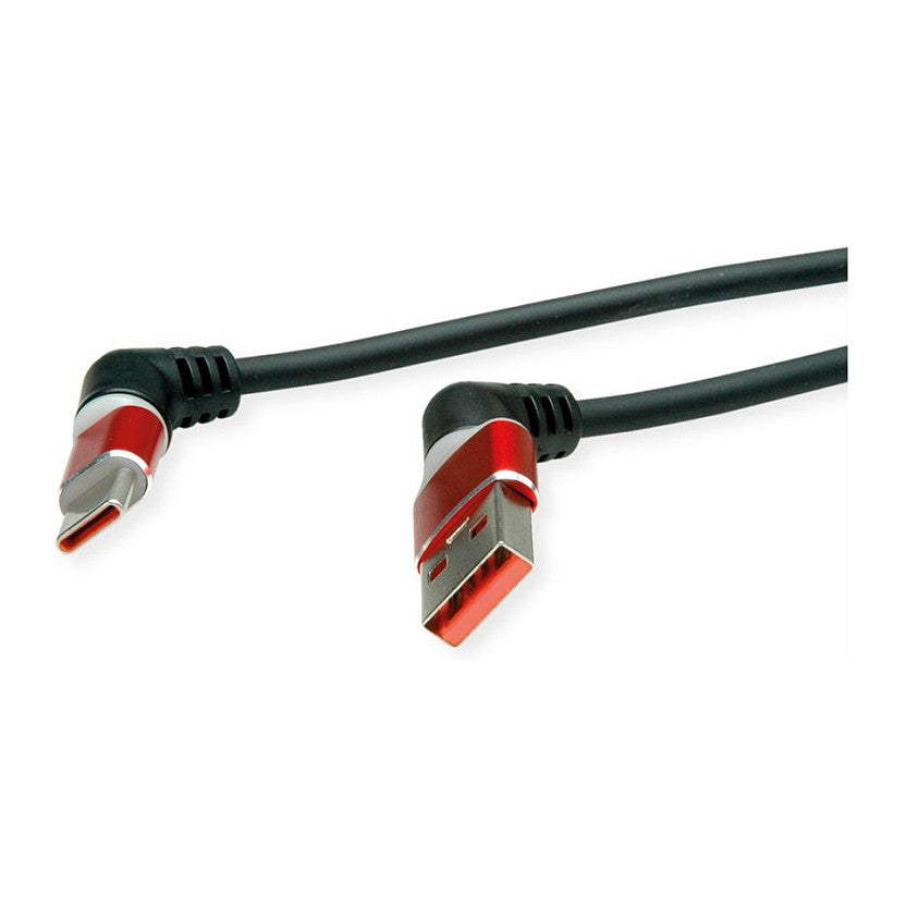ROLINE USB 2.0 Kabel Typ-C - Typ-A ST/ST 360 Rotation schwarz / rot 2m