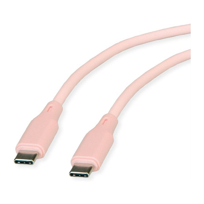 ROLINE USB 2.0 Kabel, Typ C-C, ST/ST, Silikon, 60W, pink, 1 m