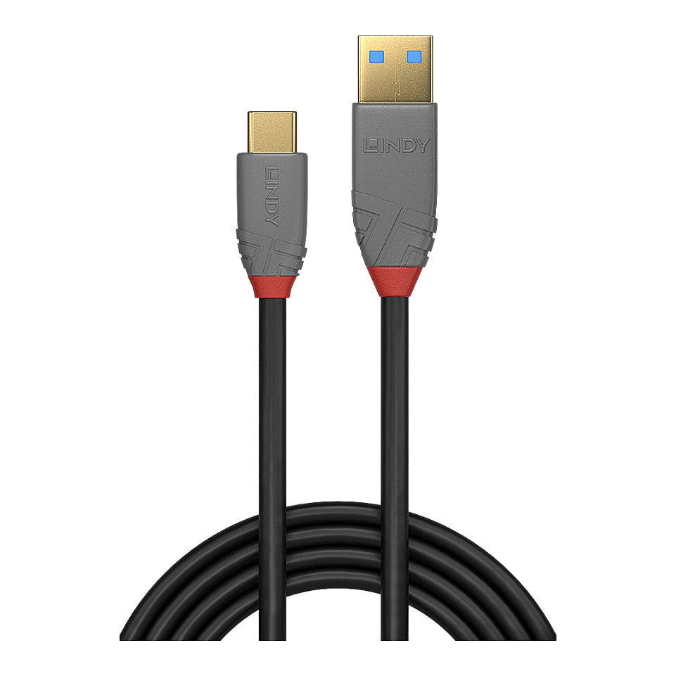 LINDY USB 3.1 Kabel Typ A/C 5A PD Anthra Line M/M 1m