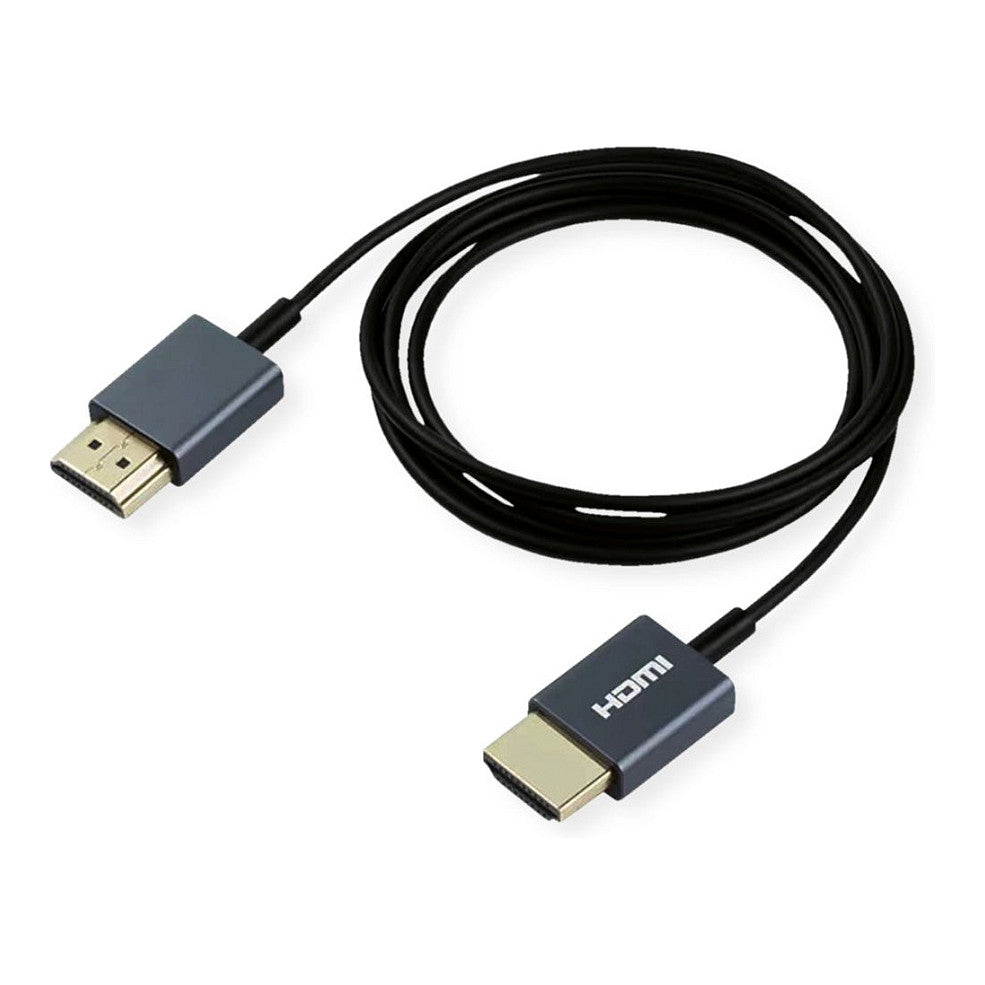 ROLINE 4K HDMI Ultra HD Kabel mit Ethernet, ST/ST, ultra-slim, koaxial, schwarz, 2 m