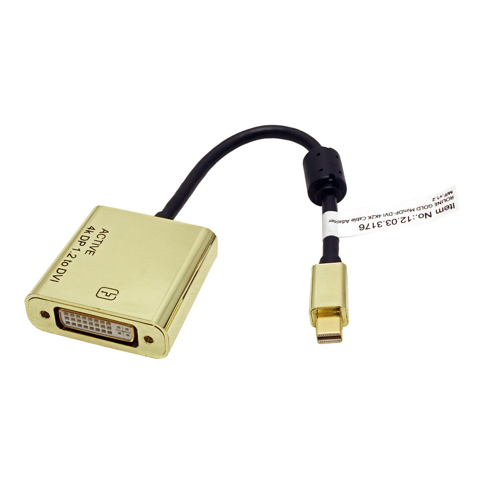 ROLINE GOLD 4K Mini DisplayPort-DVI Adapter Aktiv v1.2mini DP ST - DVI BU