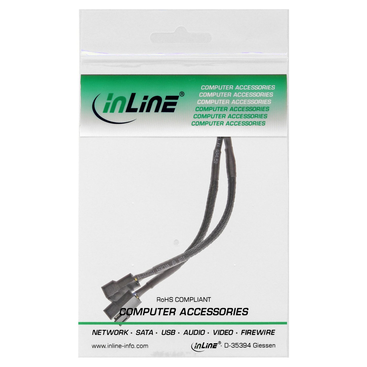 inLine® Y-Kabel für PWM Lüfter 4pol Molex 1 Stecker / 2 Buchse, 0,15m