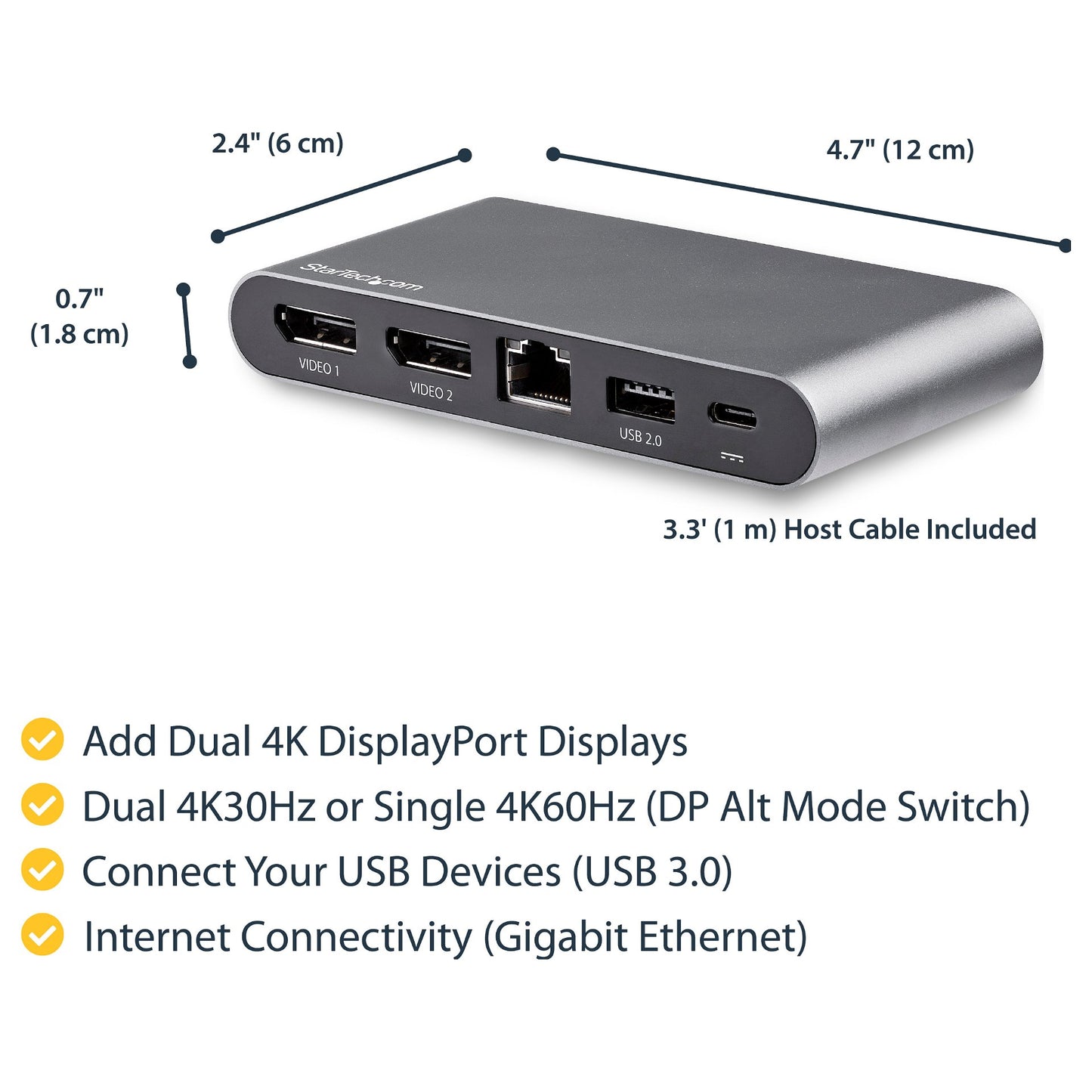 D StarTech USB-C MULTIPORT ADAPTER 2XDP
