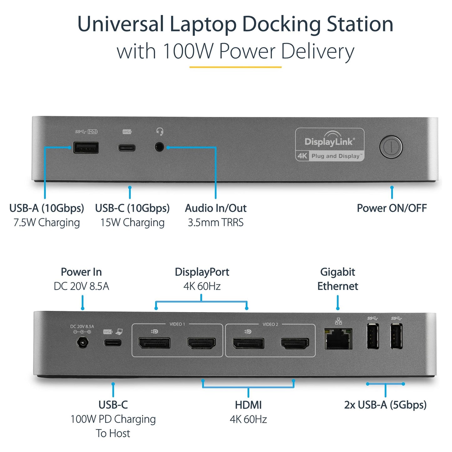 D StarTech UNIVERSAL DOCK USB-C + USB 3.0