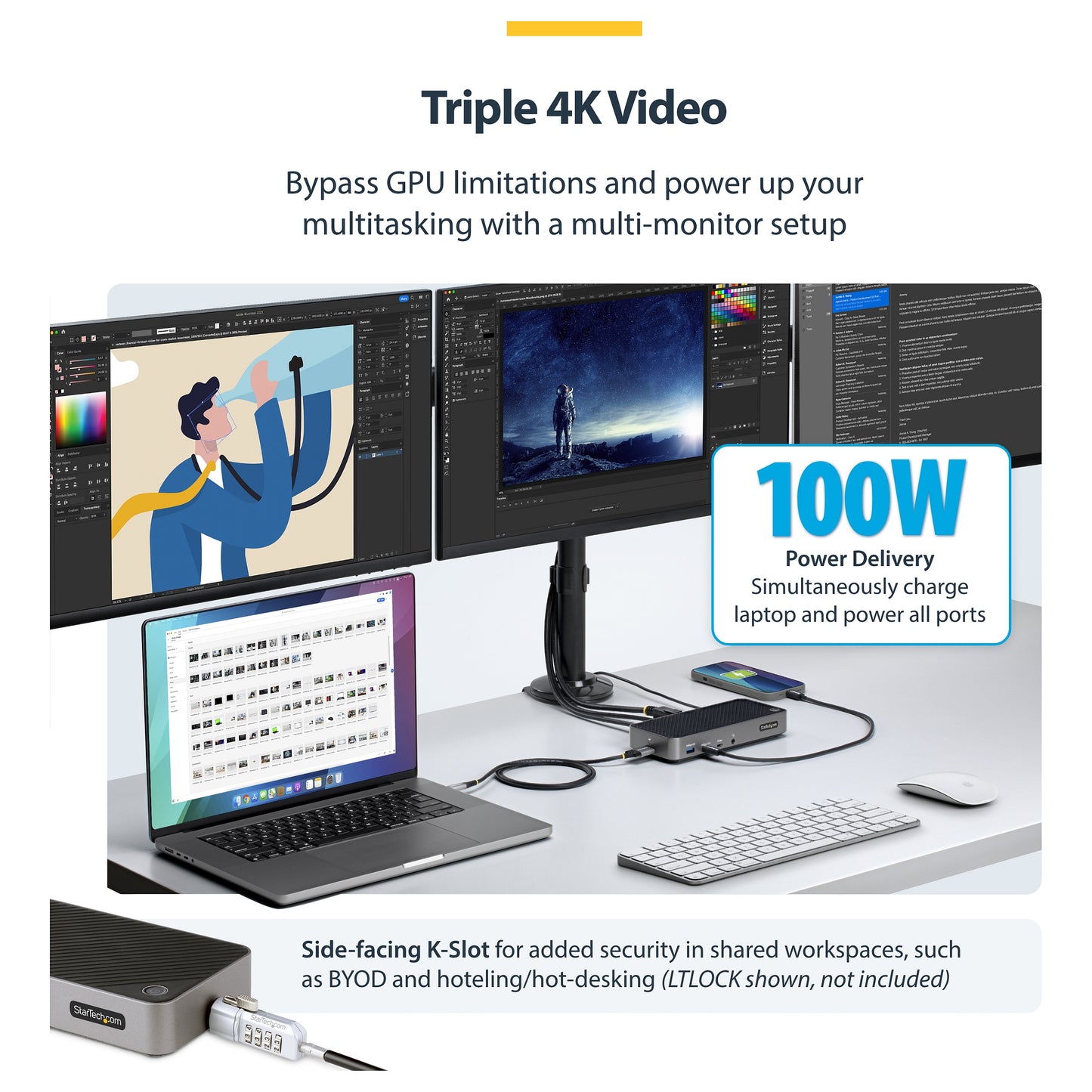 D StarTech TRIPLE MONITOR DOCKING STATION
