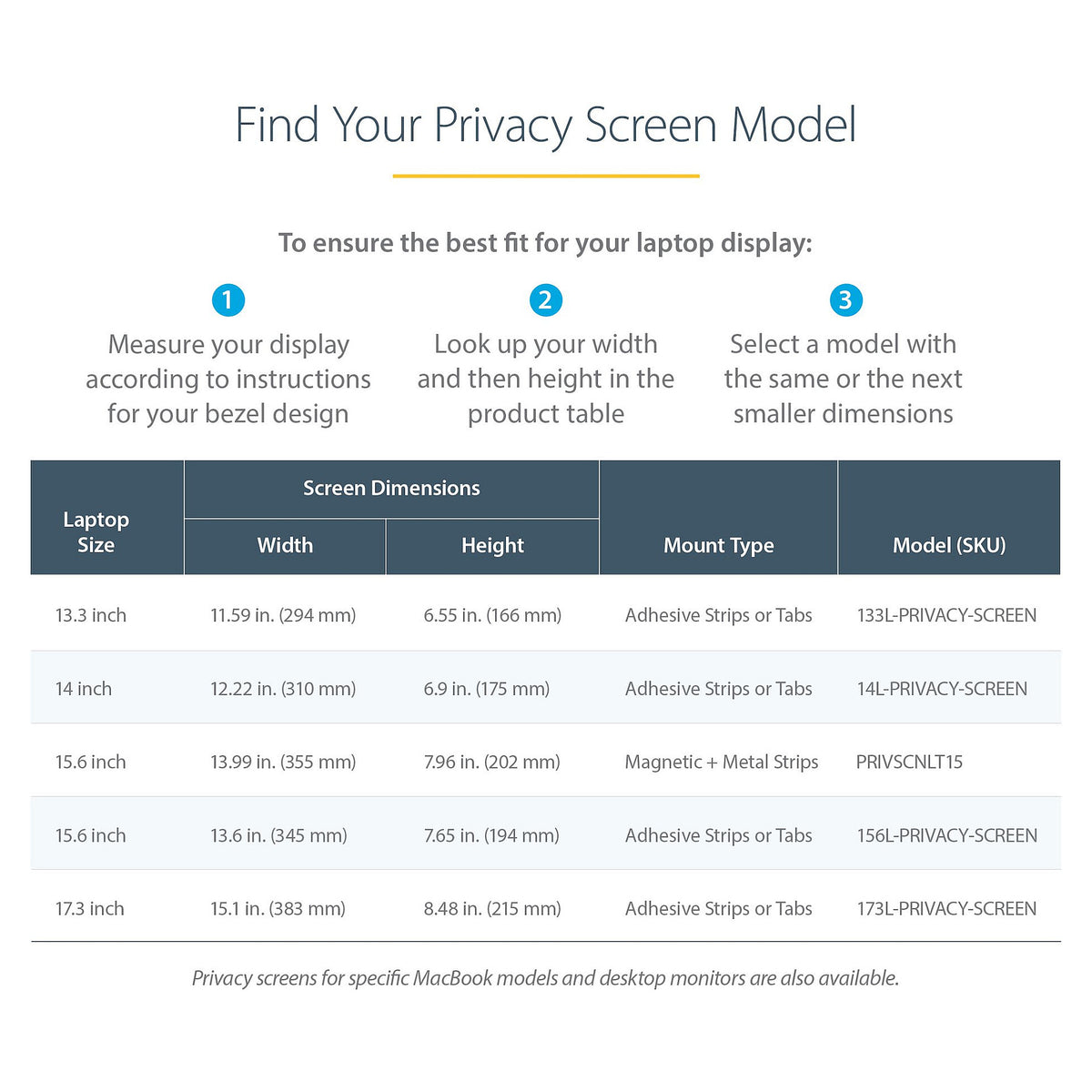 StarTech 15.6 LAPTOP PRIVACY FILTER