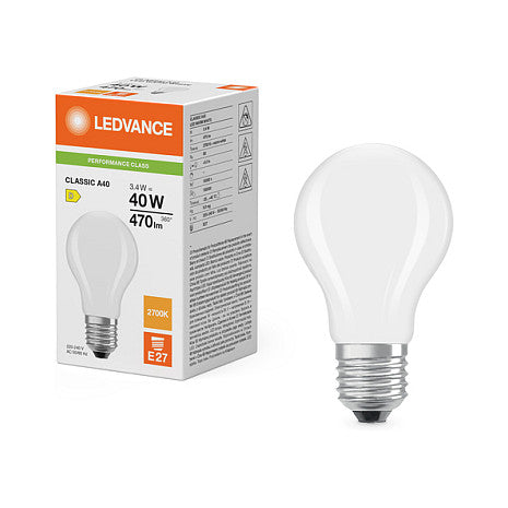 Osram LED Classic A 40 Filament P 3.4W 827 Frosted E27 LED-Lampen, klassische Kolb