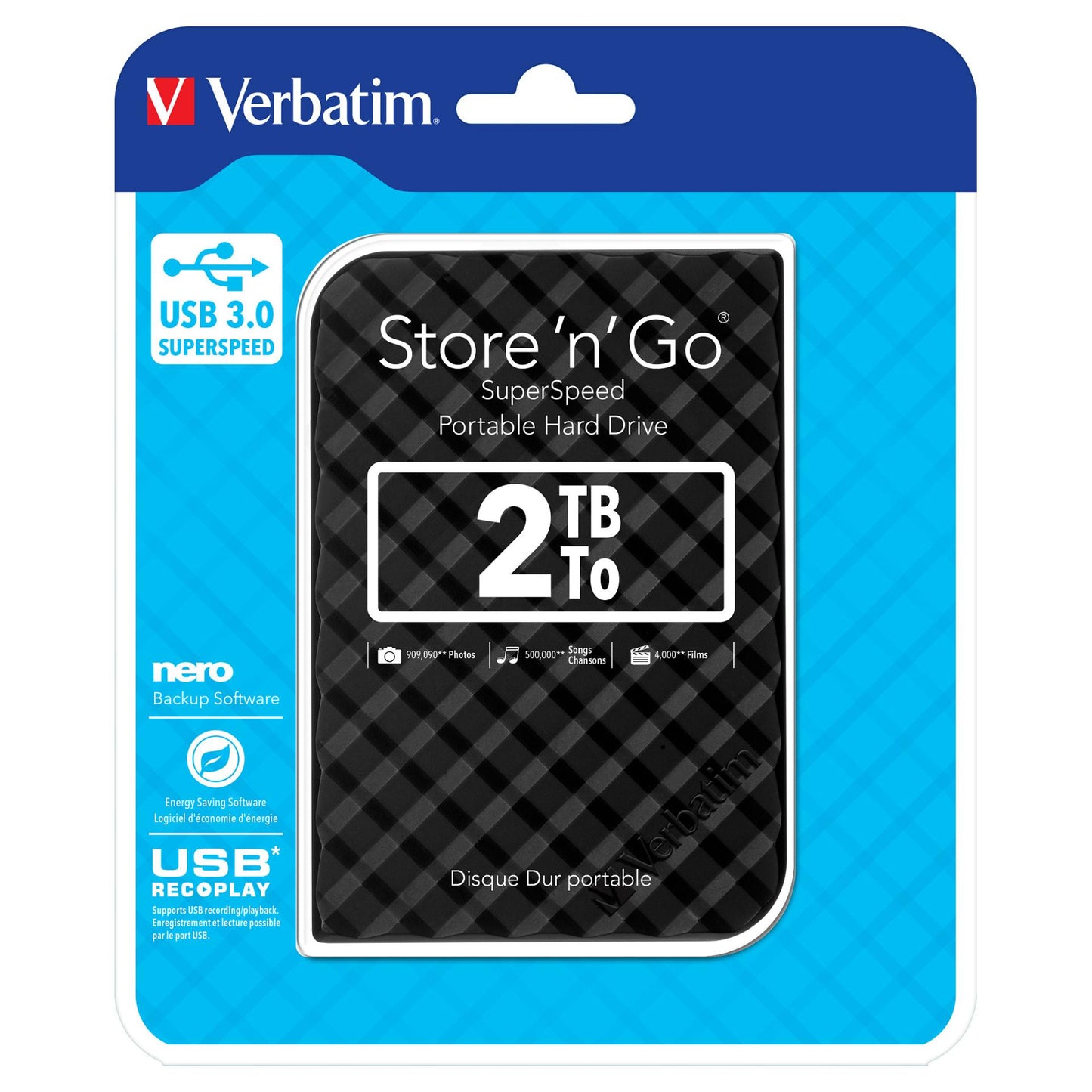 2,5" 2TB Verbatim 6.3cm (2.5") USB 3.0 Store'n Go Gen2 Black retail
