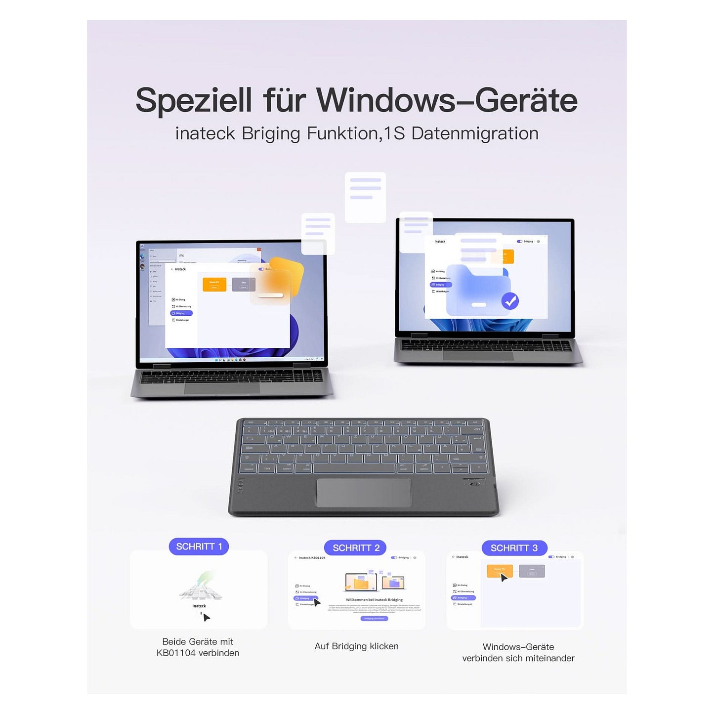 inateck Keyboard Surface gray, Sureface GO 1-4 Com. QWERTZ