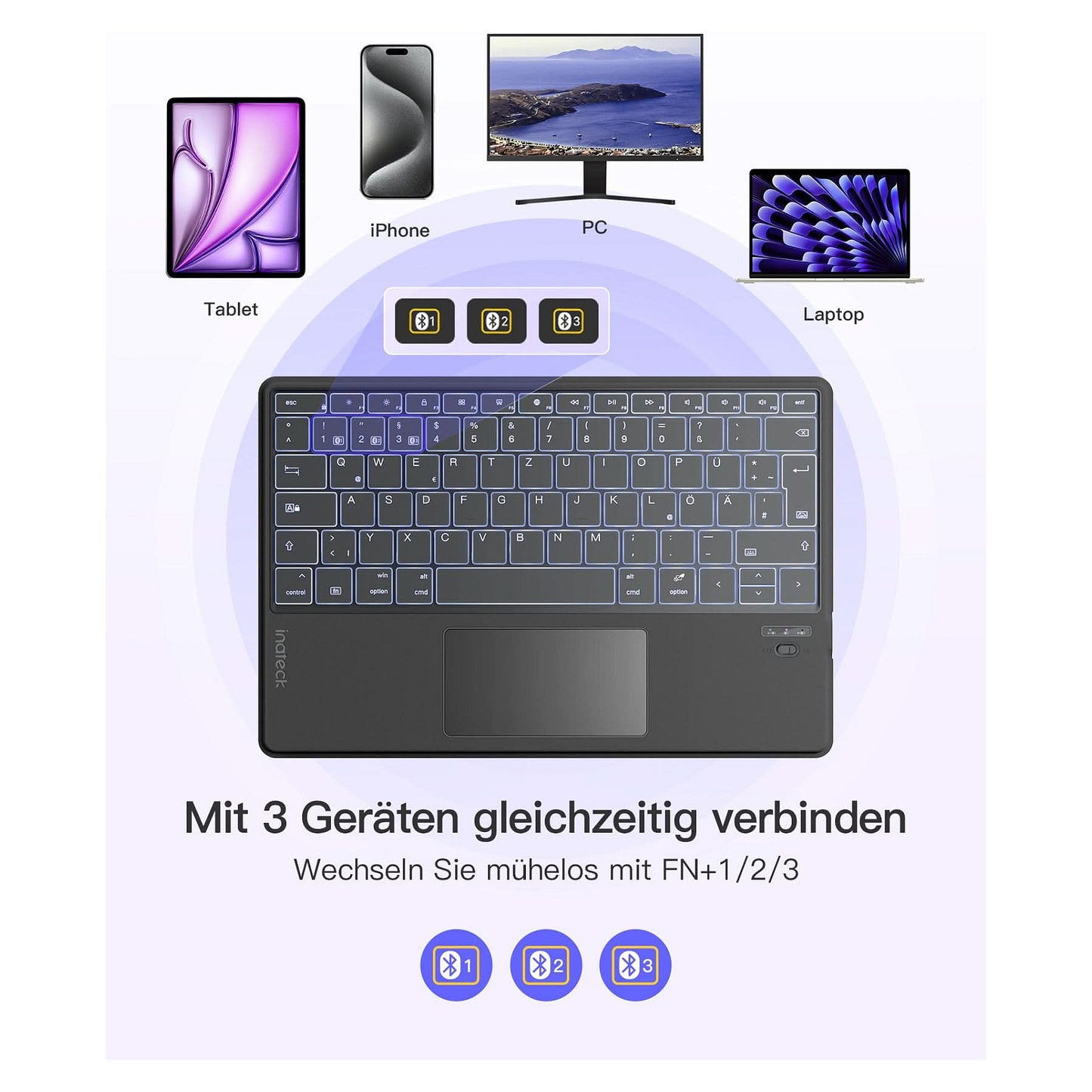 inateck Keyboard Surface gray, Sureface GO 1-4 Com. QWERTZ