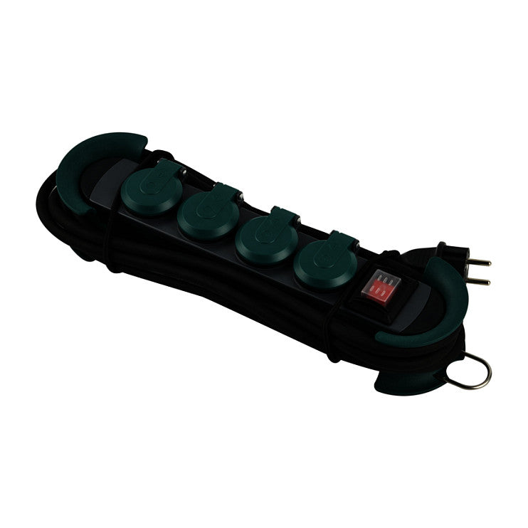 BACHMANN HOOK Outdoor 4x Schutzkontakt Kunststoff mit Schalter und Klappdeckeln IP44 4m