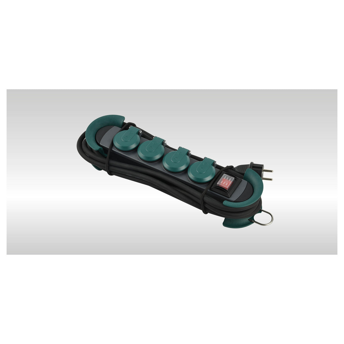 BACHMANN HOOK Outdoor 4x Schutzkontakt Kunststoff mit Schalter und Klappdeckeln IP44 4m