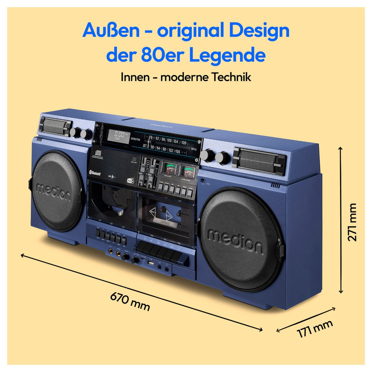 Medion LIFE® P66538 Retro-Boombox blau