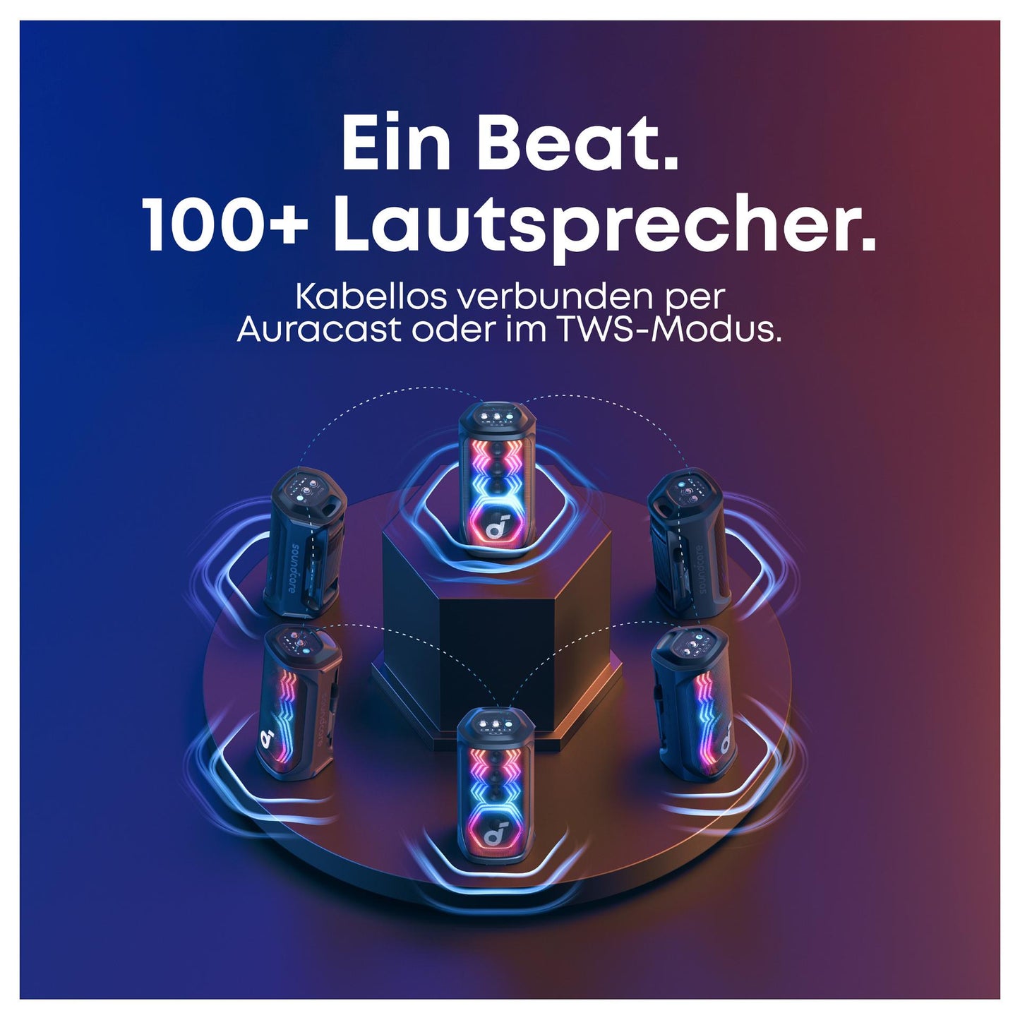 ANKER Soundcore Rave 3S Bluetooth 200W Partybox AI Karaoke IPX4 Beat-synced Lichtshow Auracast inkl. 2 kabellose Mikrofone