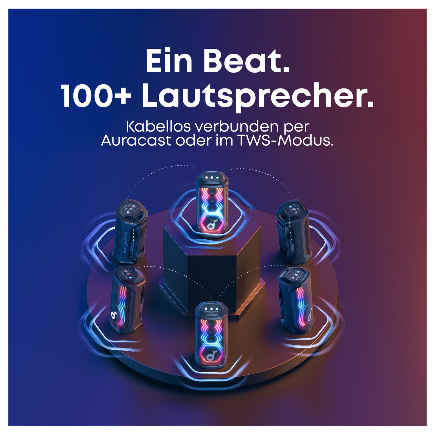 ANKER Soundcore Rave 3S Bluetooth 200W Partybox AI Karaoke IPX4 Beat-synced Lichtshow Auracast inkl. 2 kabellose Mikrofone