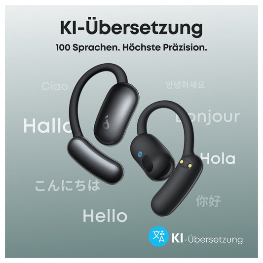 ANKER Soundcore AeroFit 2 AI black Open-Ear-Kopfhrer 35 Stunden Wiedergabezeit IP55 inkl. KI Assisent und bersetzung