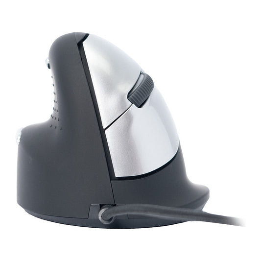 R-Go Maus HE ergonomisch links USB groß schw./silb