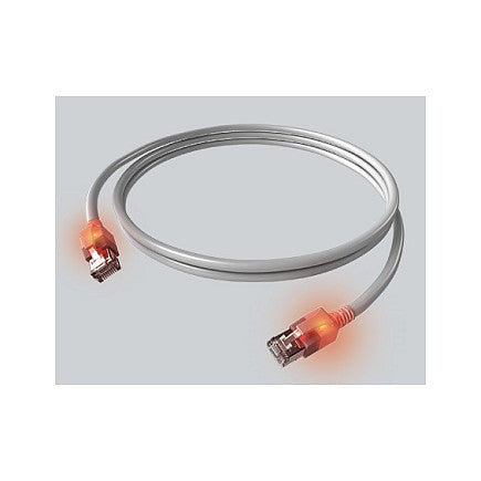EasyLan DualBoot LED Patchkabel RJ45 S/FTP Cat.6A (Class EA), mit saCon Stecker, LSOH, grau, 1 m