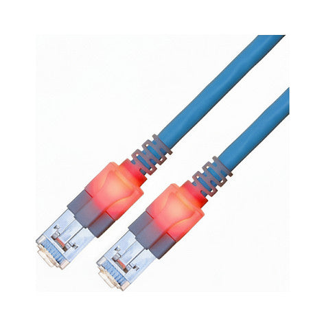 EasyLan DualBoot LED Patchkabel RJ45 S/FTP Cat.6A (Class EA), mit saCon Stecker, LSOH, blau, 2 m