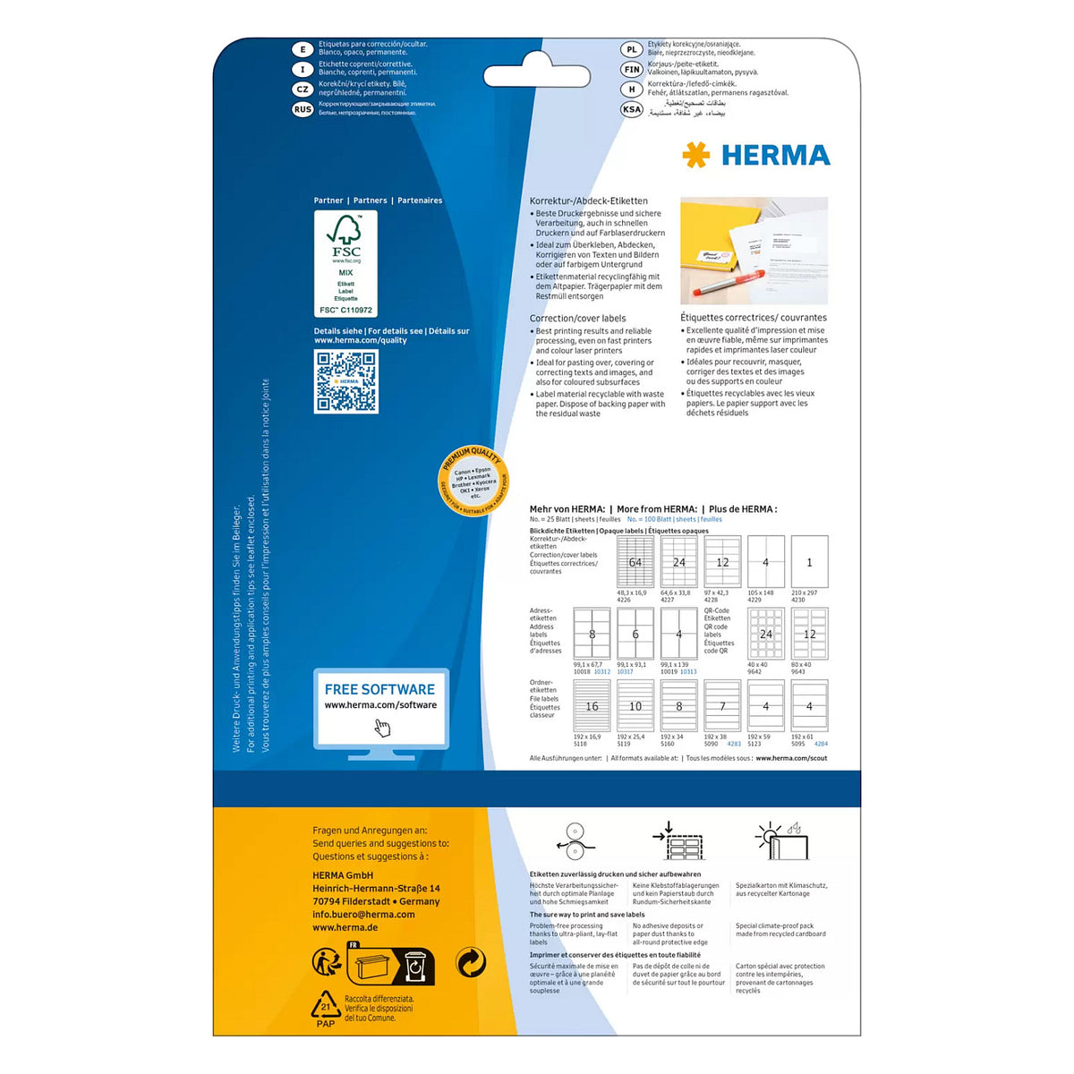 HERMA QR-Code Etik. A4 80x40 mm weiß 300 St.