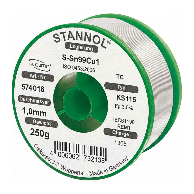 CIM 150154 Lötzinn 1mm 250g Bleifrei S-SN 99,3 CU 0,7