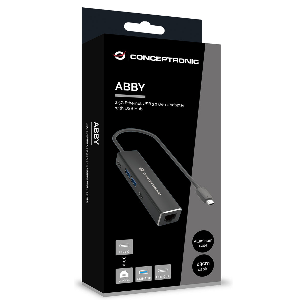 CONCEPTRONIC Adapter USB-C3.2->2.5GbE/2xC/2xA 5Gbs 0.15m sw