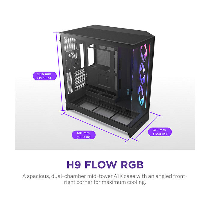 NZXT H9 FLOW RGB+ (2025) All Black MidiTower CM-H92FB-P1