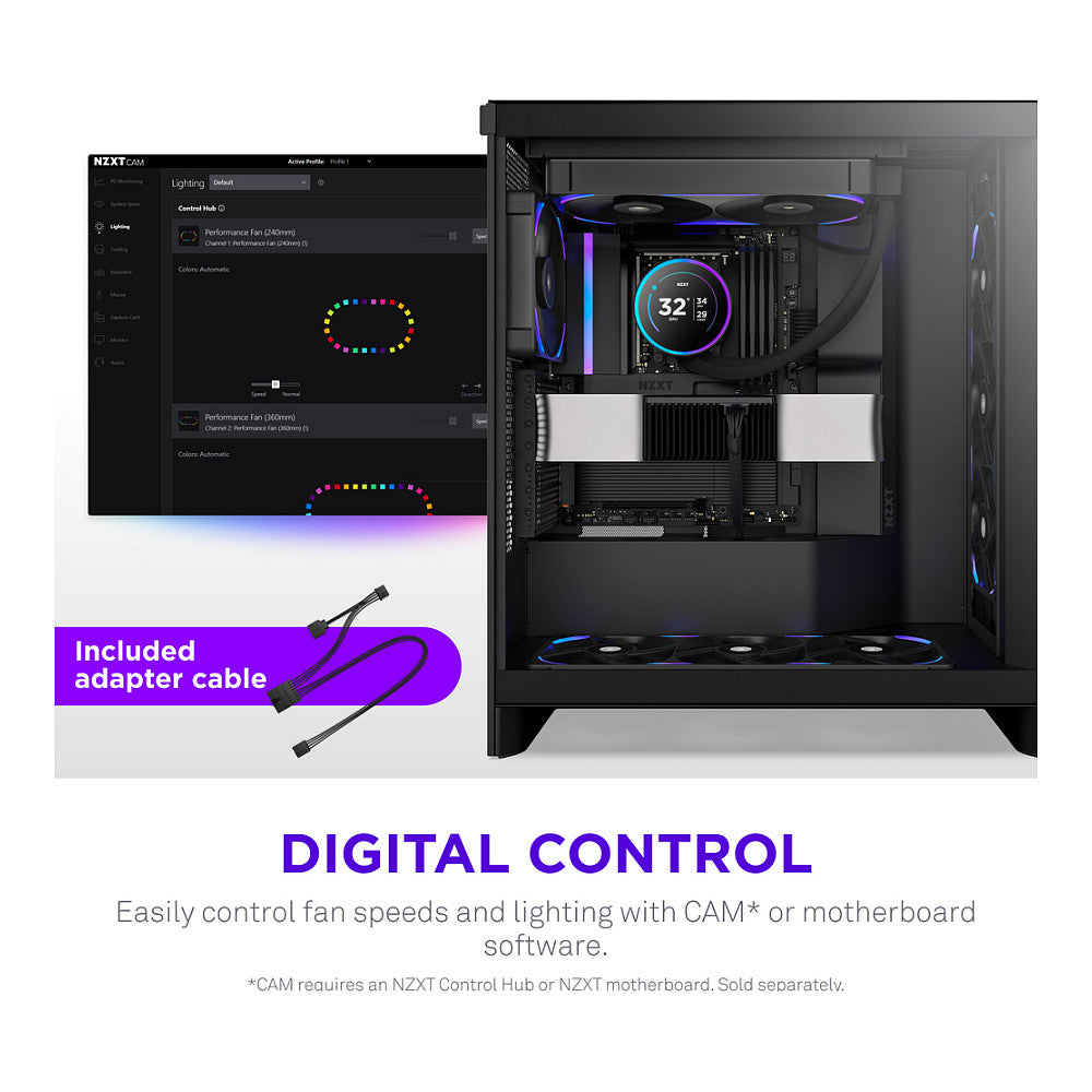 280mm NZXT F-Serie F280X RGB Lüfter Single Black RF-U28PN-B1