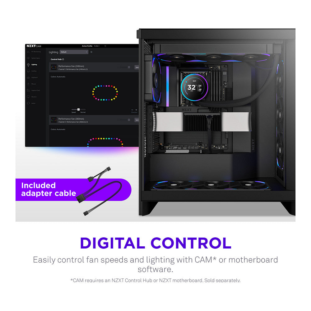 360MM NZXT F-Serie F360X RGB Lüfter Single Black RF-U36PN-B1