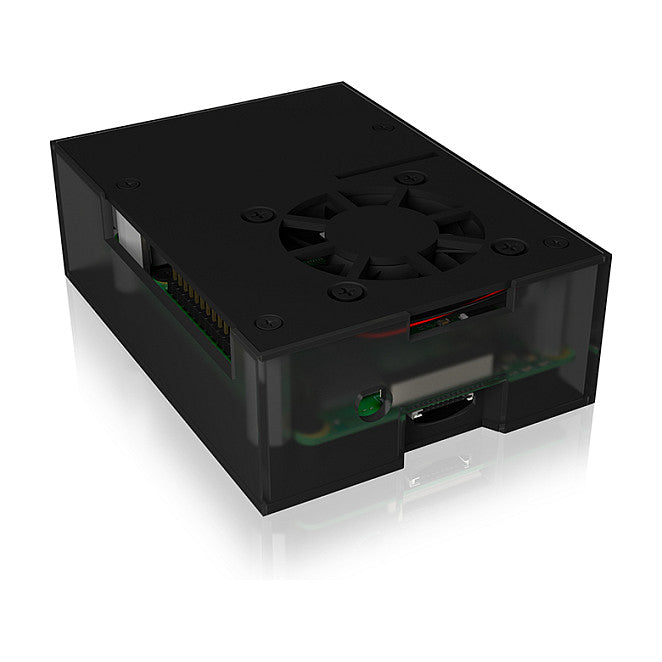 ICY BOX Gehäuse für Raspberry Pi 4, Aluminiumdeckel/-boden, Acrylrahmen