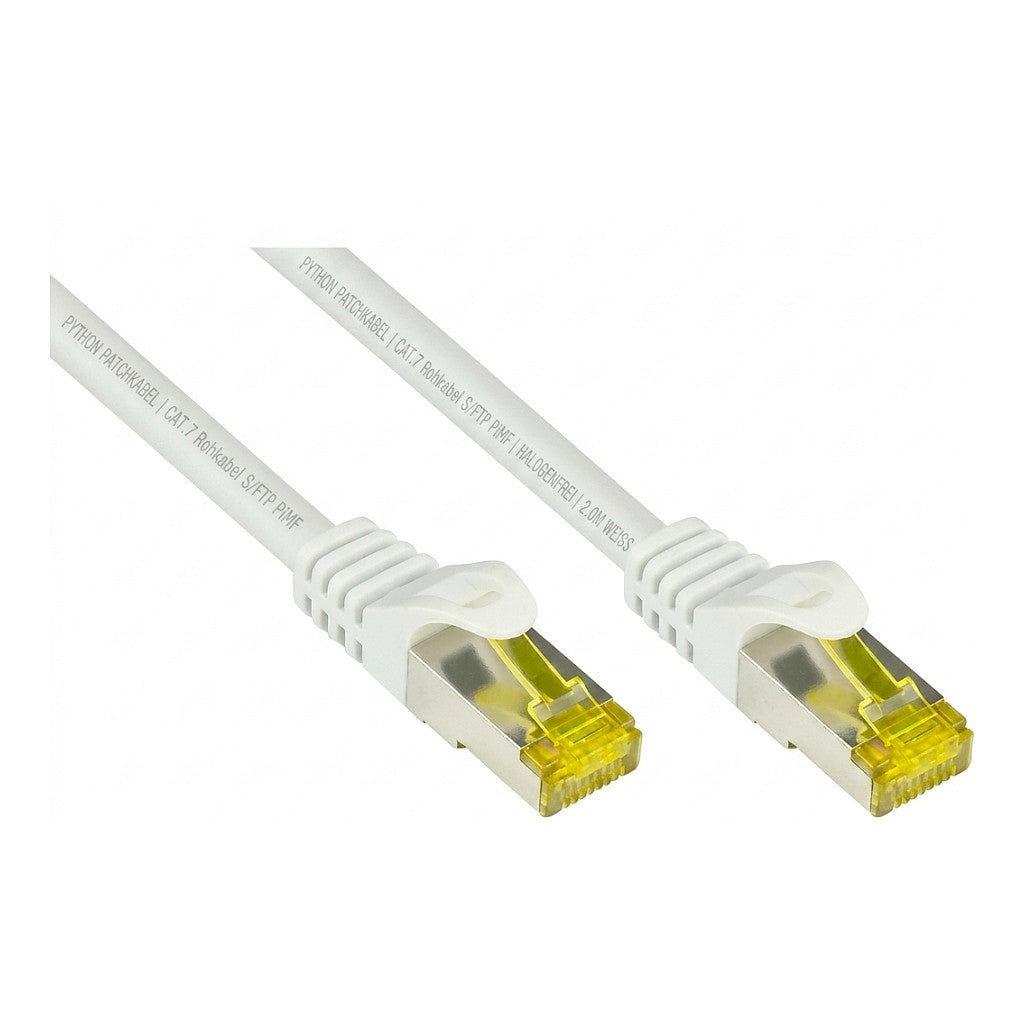 Python Patchkabel mit Cat.7 Rohkabel S/FTP PiMF halogenfrei 2,0m weiß