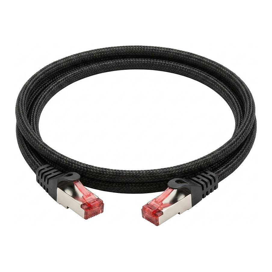 Python Cat.6 Patchkabel mit Nylongeflecht schwarz 2m