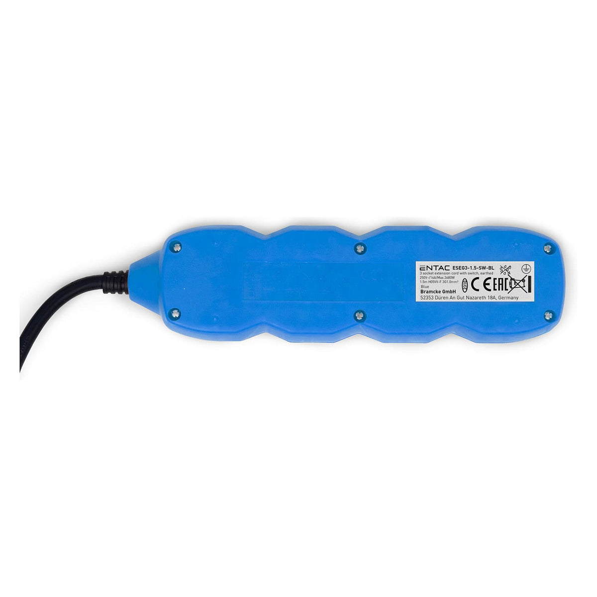 Entac Steckdosenleiste 3fach 1,5m Schalter blau