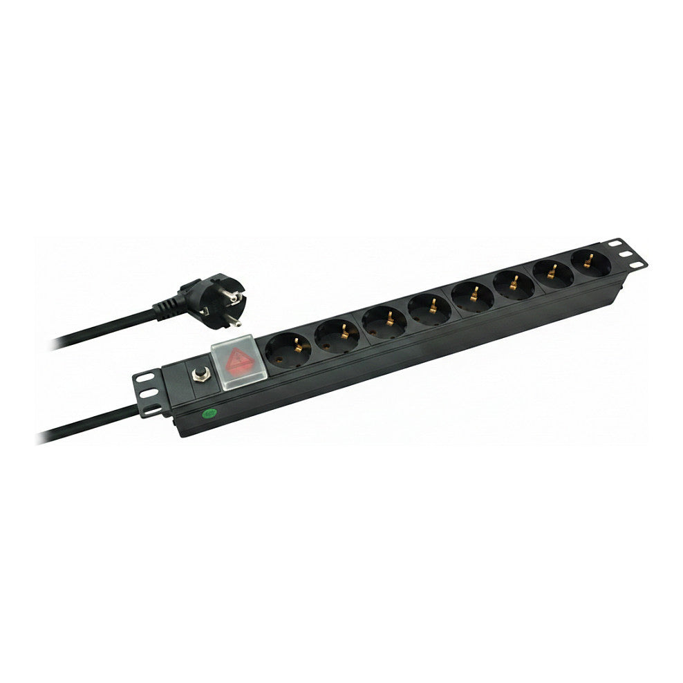 helos 19" Steckdosenleiste PROFESSIONAL, 8-fach C13, schwarz 2,0m, mit Schalter
