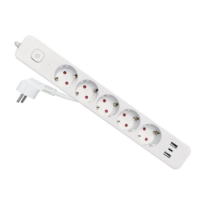 Equip Steckdosenleiste CEE7/7 90°->5xSchuko/2xUSBA/USBC