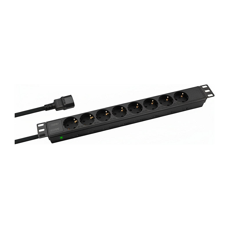 helos 19" Steckdosenleiste PROFESSIONAL, 8-fach, schwarz, 2,0m, fr USV (C14)