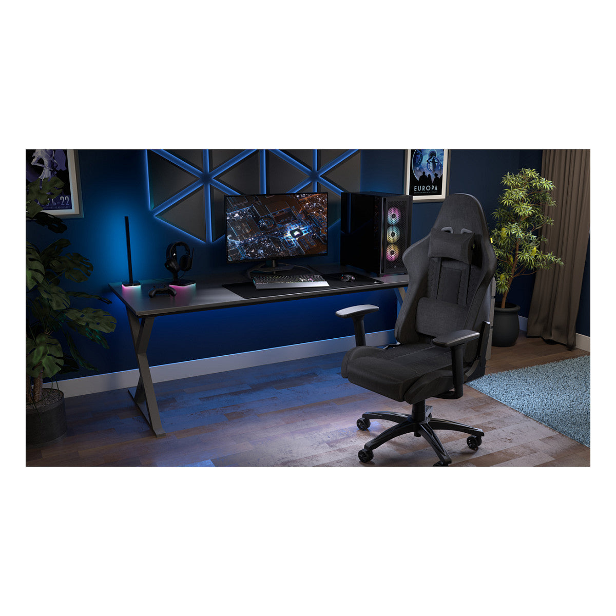 CORSAIR Gaming Stuhl TC100 RELAXED - Fabric (Grey and Black)